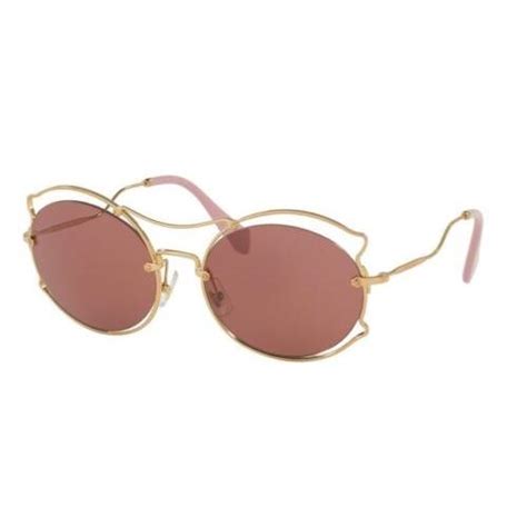 miu miu mu50ss 7oe0a0 antique gold round sunglasses